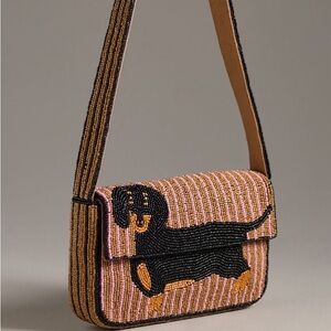 NWT Anthropologie Fiona Beaded Dachshund Crossbody Bag